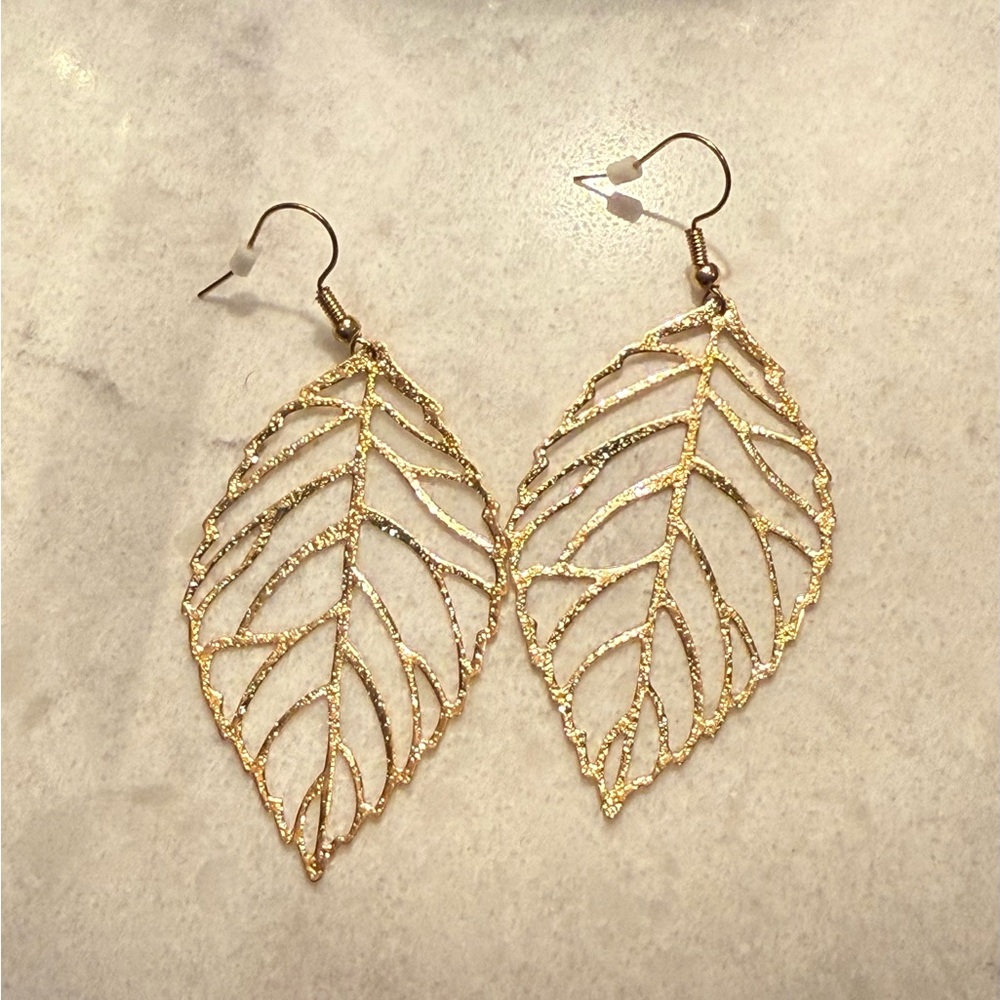 Gold Leaf Dangle Earrings